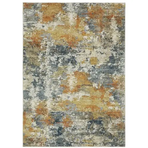 Malibu 2 x 8 Blue and Gold Washable Runner Rug-1