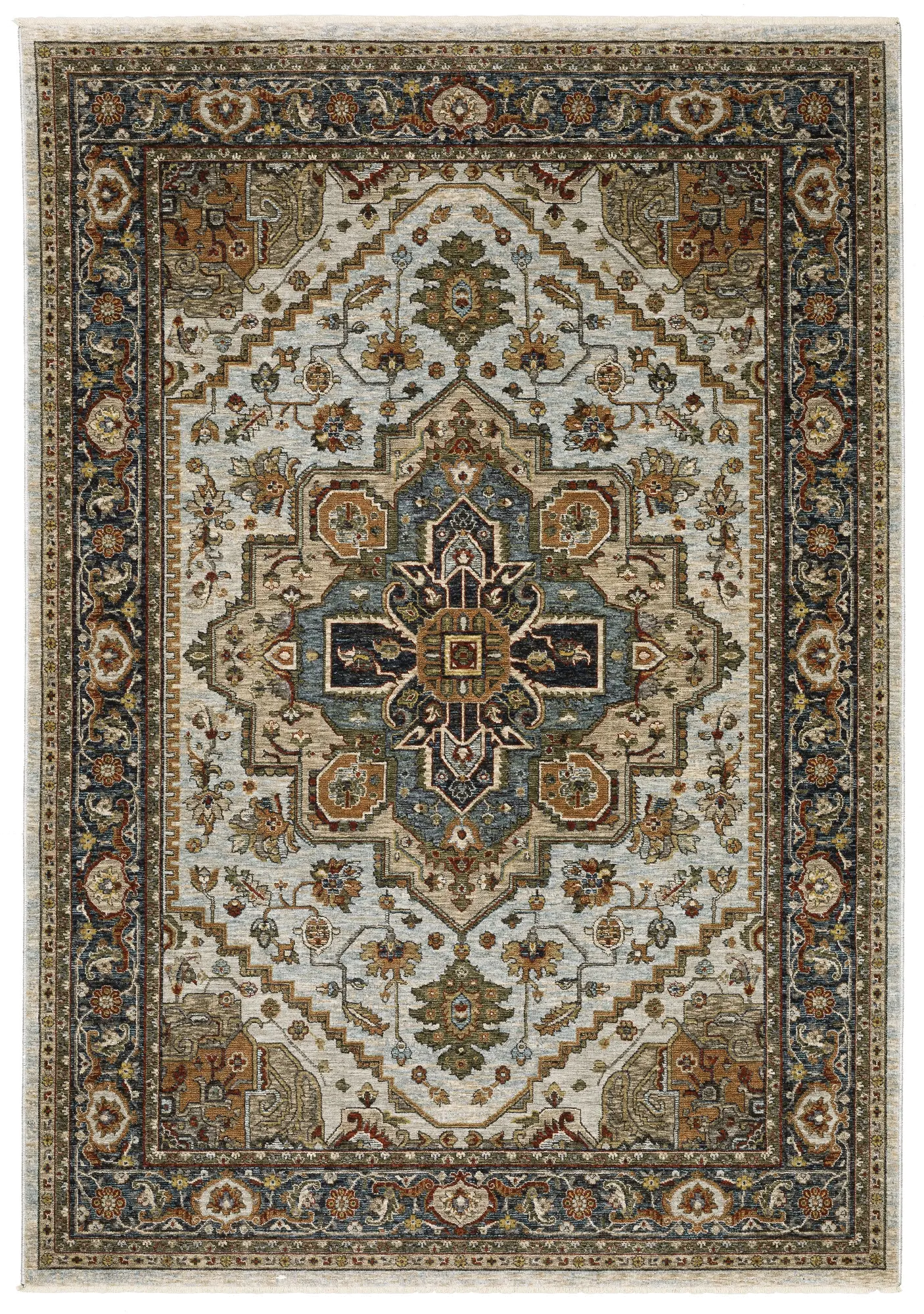 Aberdeen 5 x 8 Ivory and Blue Area Rug-1