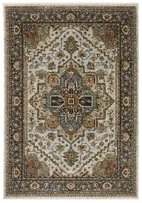 Aberdeen 8 x 11 Ivory and Blue Area Rug
