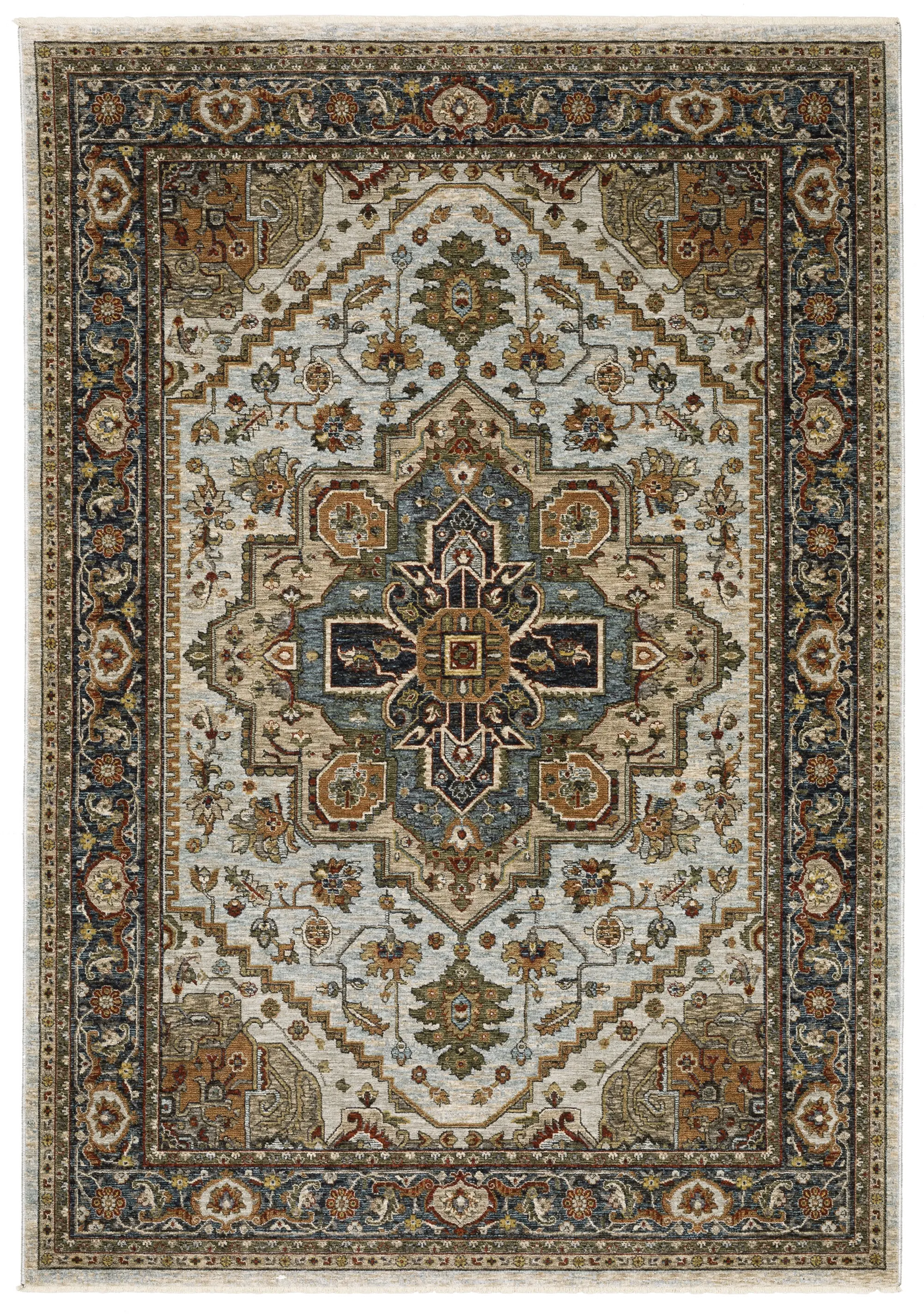 Aberdeen 8 x 11 Ivory and Blue Area Rug