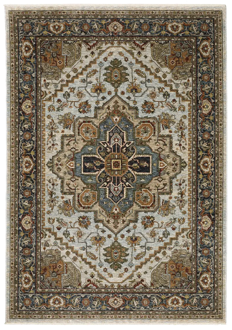 Aberdeen 8 x 11 Ivory and Blue Area Rug