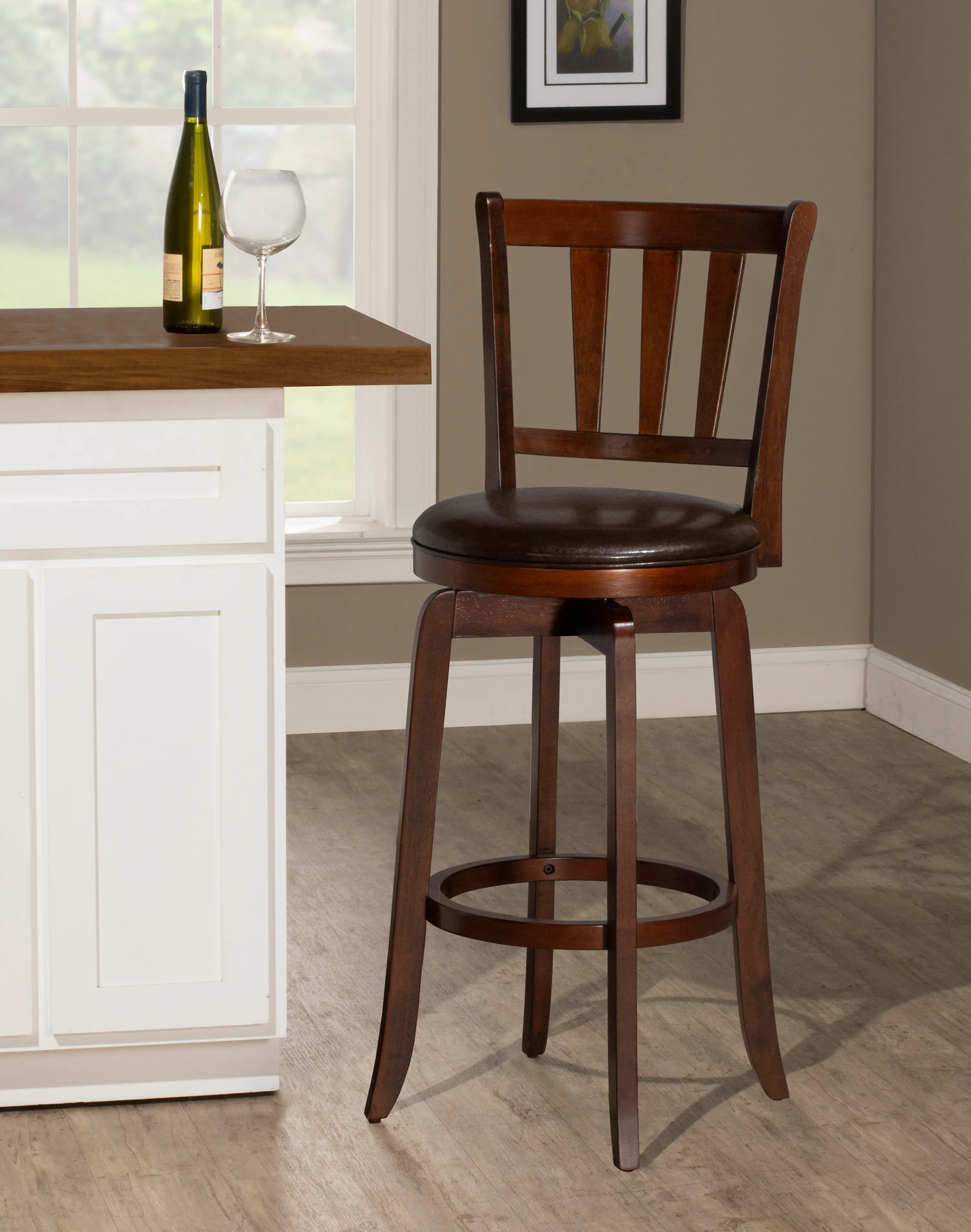 Presque Isle Traditional Cherry Swivel Bar Height Stool-2