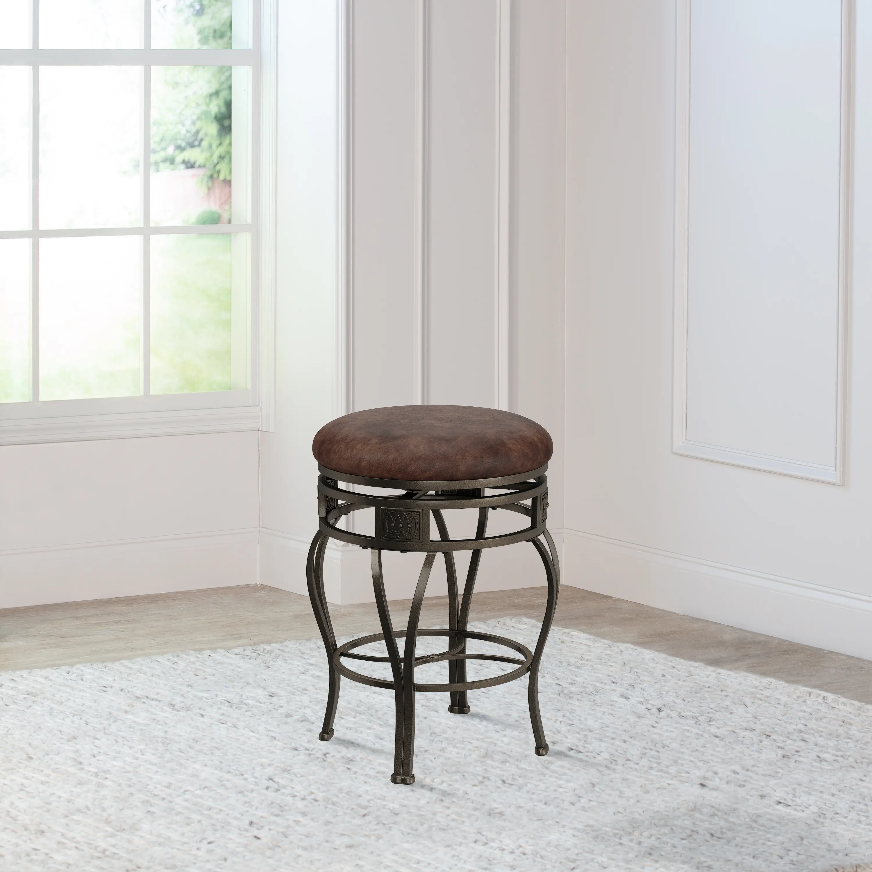 Montello Old Steel and Brown Swivel Counter Height Stool-8