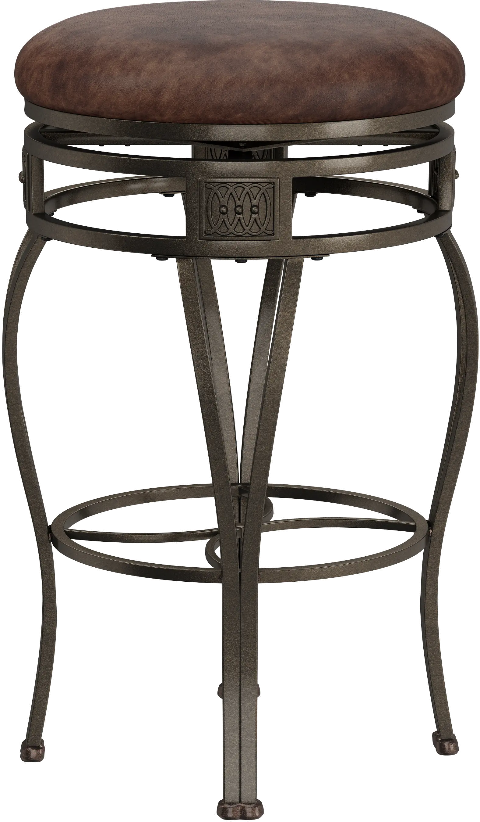 Montello Traditional Old Steel Backless Swivel Bar Height Stool with Wood Panel-4