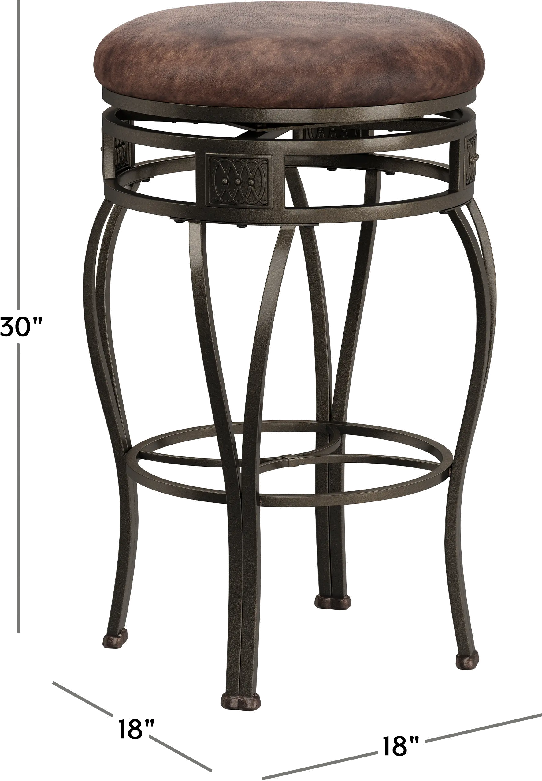Montello Traditional Old Steel Backless Swivel Bar Height Stool with Wood Panel-8
