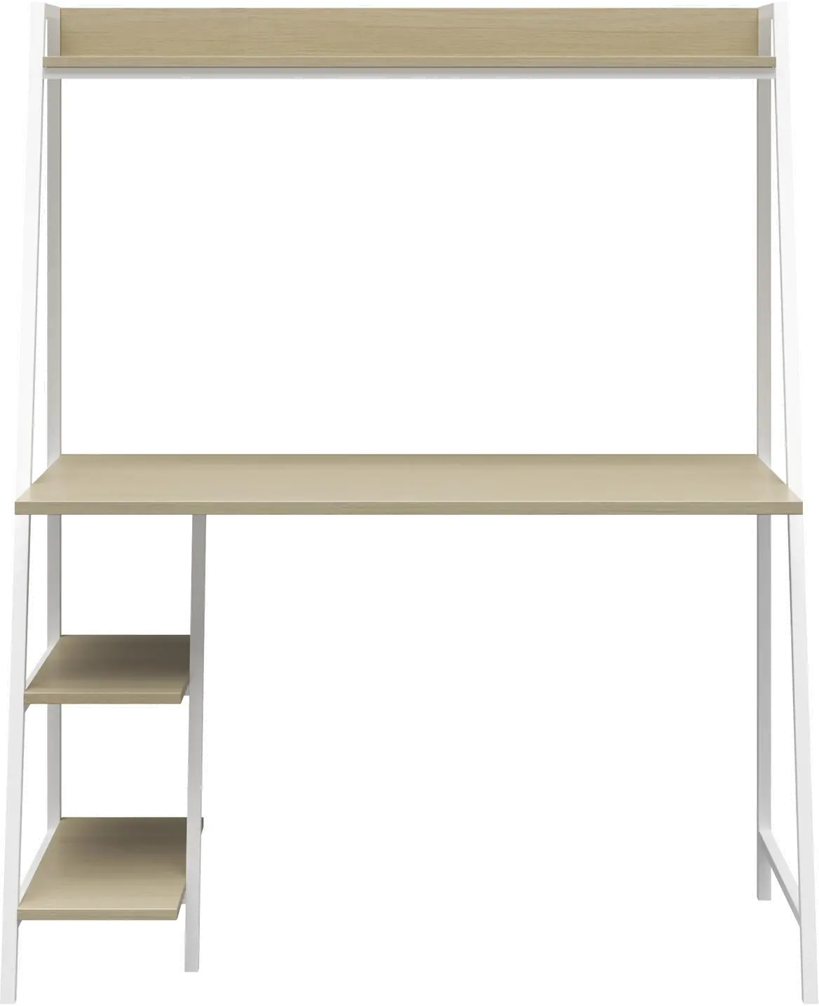Bushwick Transitional Pale Oak and White Metal Ladder Desk-3