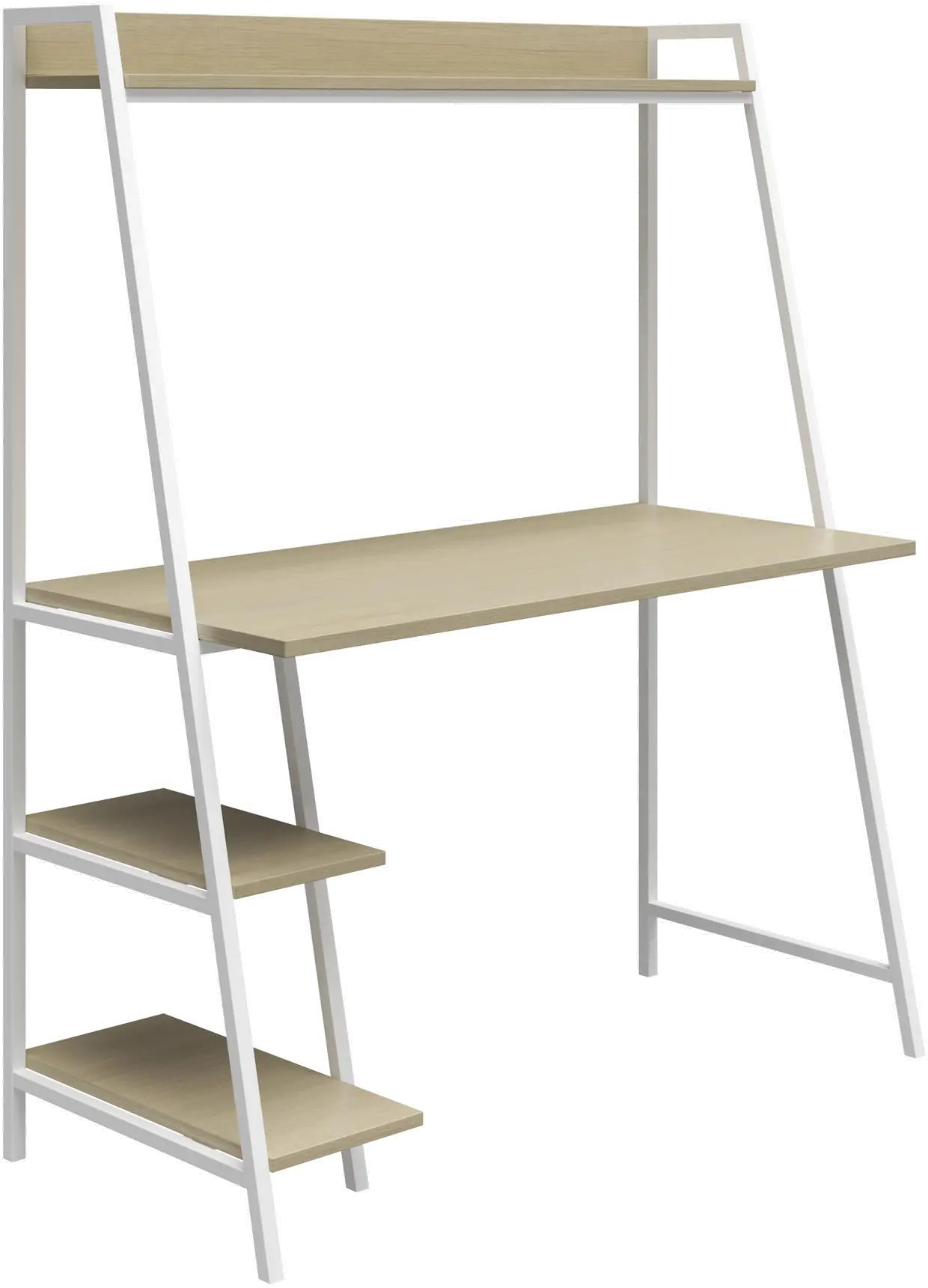 Bushwick Transitional Pale Oak and White Metal Ladder Desk-1