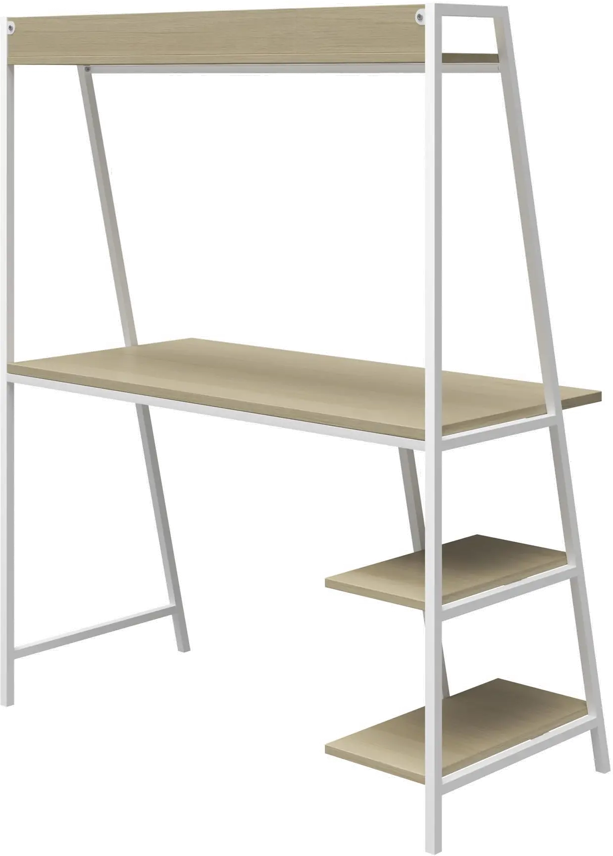 Bushwick Transitional Pale Oak and White Metal Ladder Desk-4