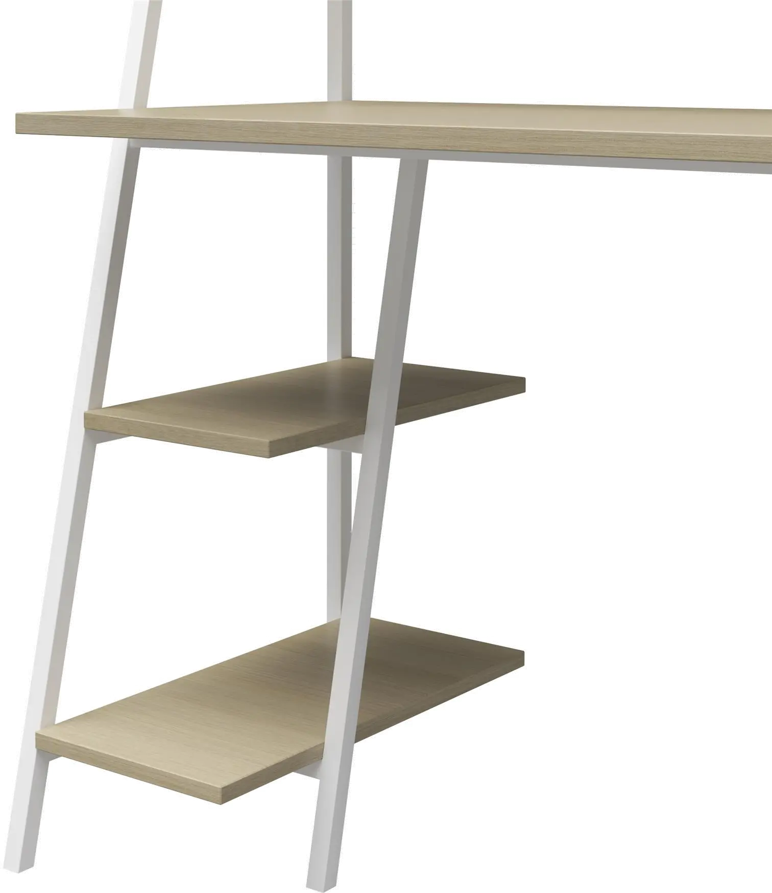 Bushwick Transitional Pale Oak and White Metal Ladder Desk-5