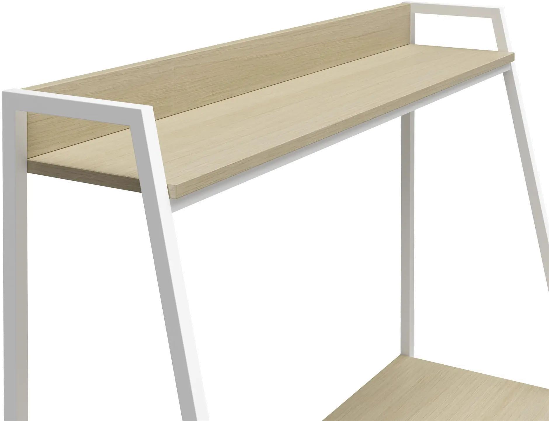 Bushwick Transitional Pale Oak and White Metal Ladder Desk-6