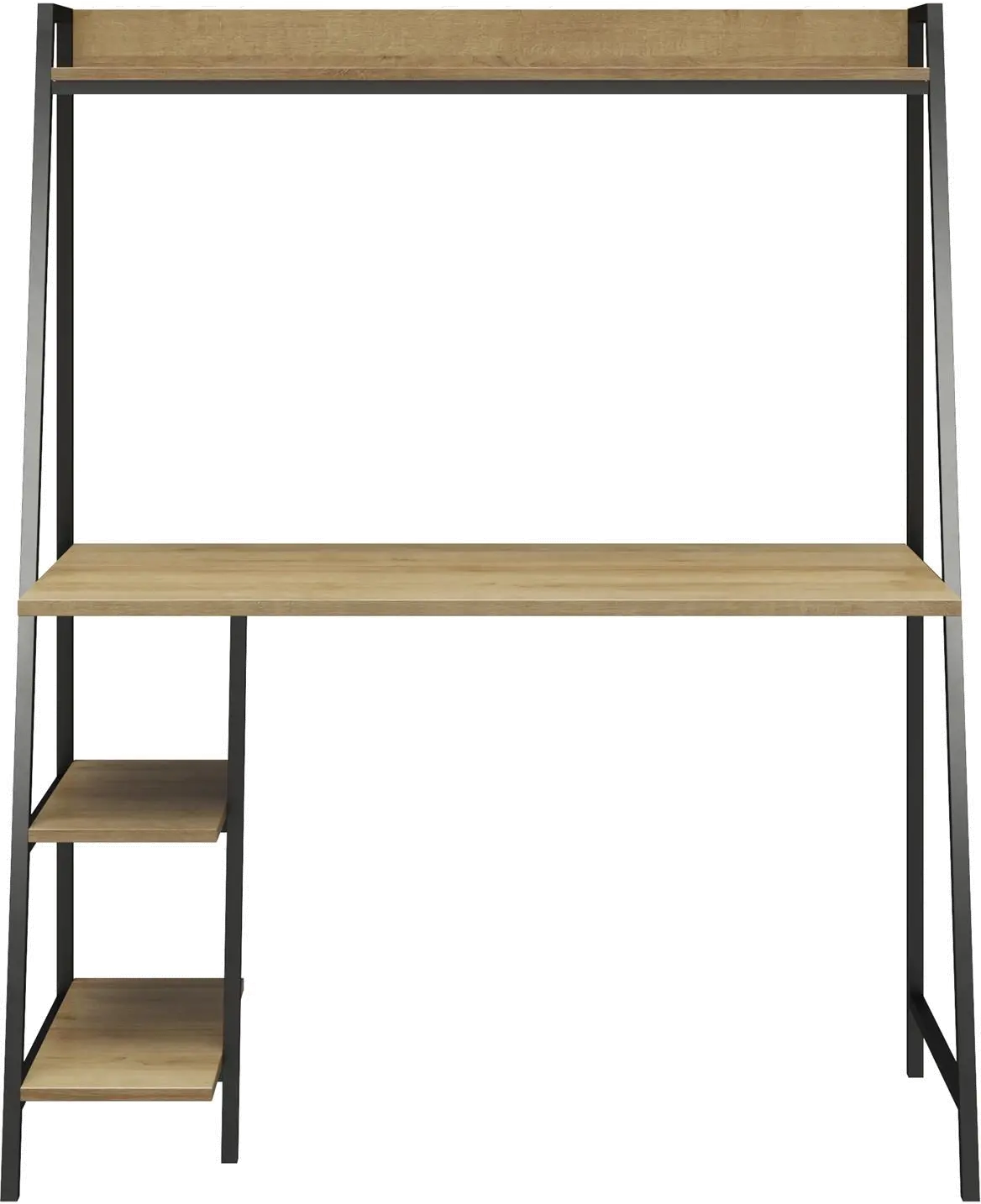 Bushwick Transitional Natural and Black Metal Ladder Desk-3