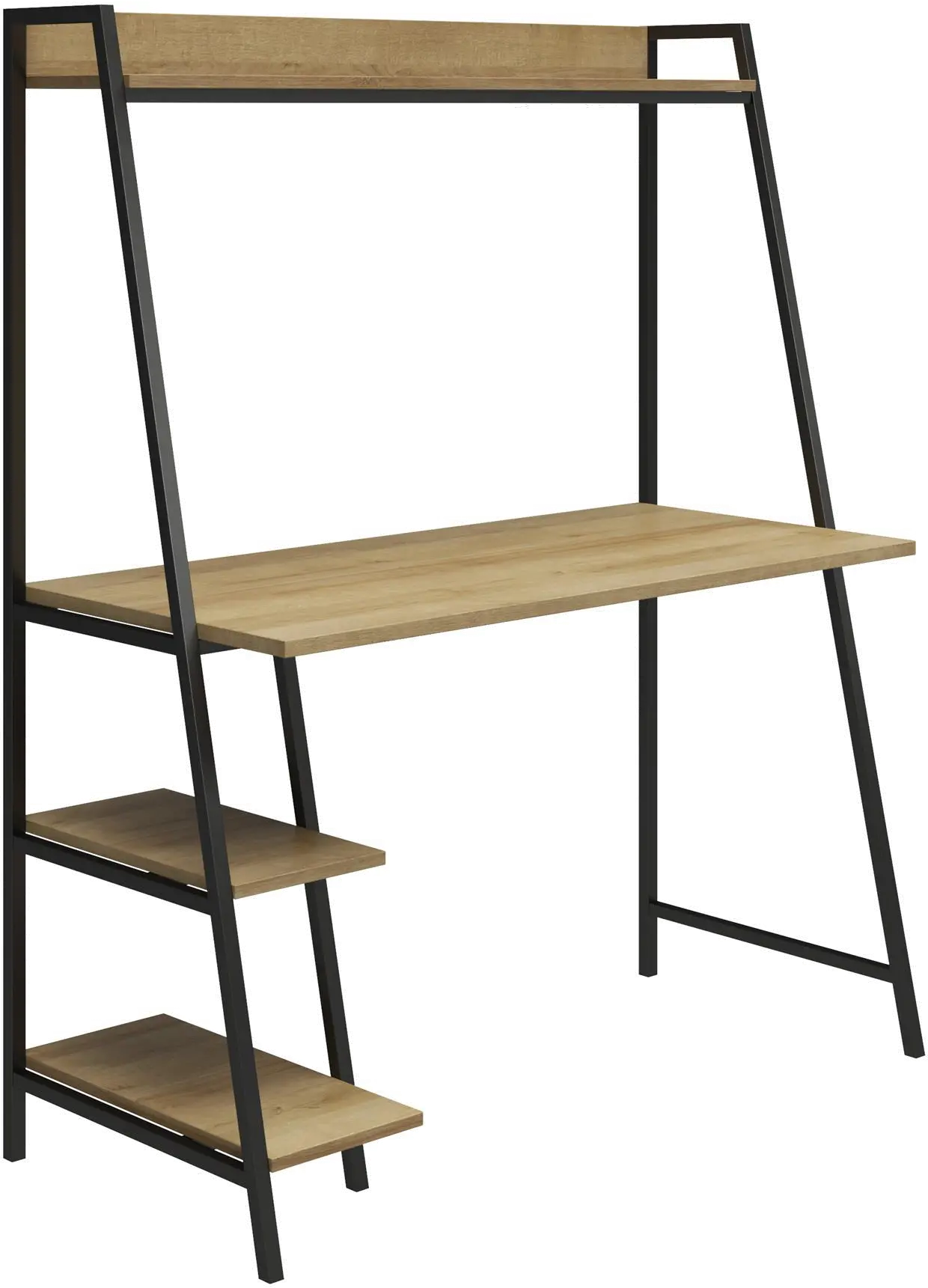 Bushwick Transitional Natural and Black Metal Ladder Desk-1