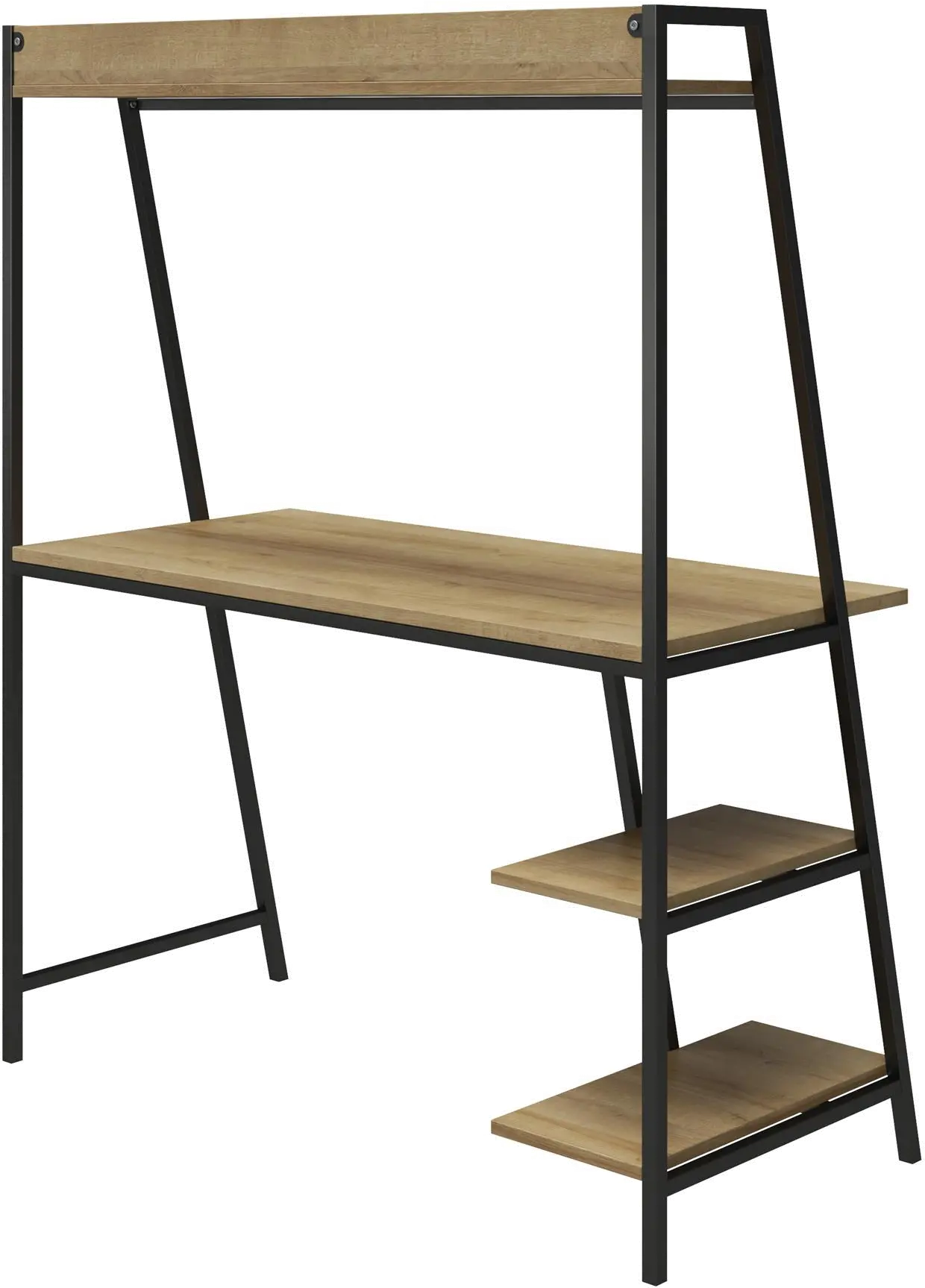 Bushwick Transitional Natural and Black Metal Ladder Desk-4