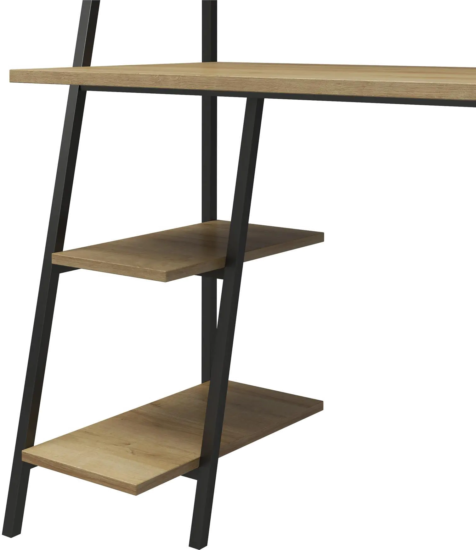Bushwick Transitional Natural and Black Metal Ladder Desk-5