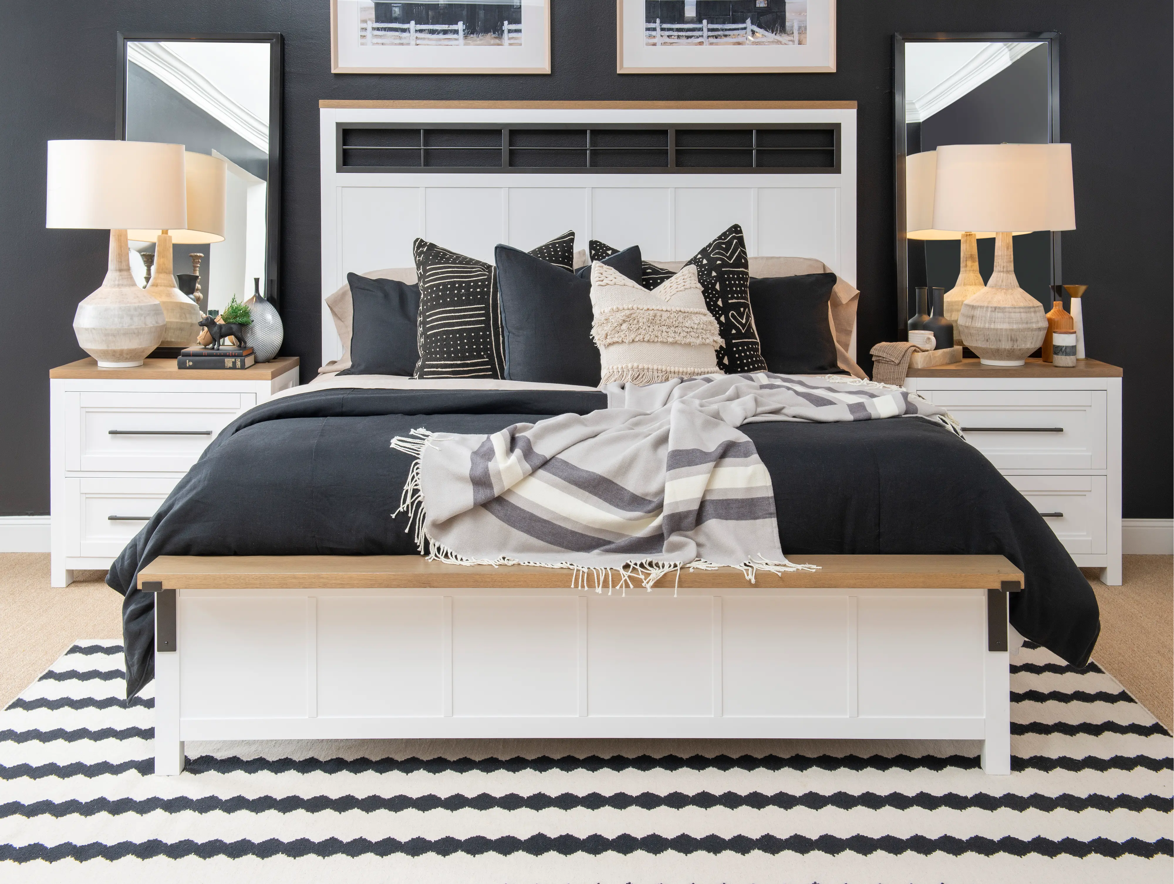 Franklin Oak and White King Bed-2