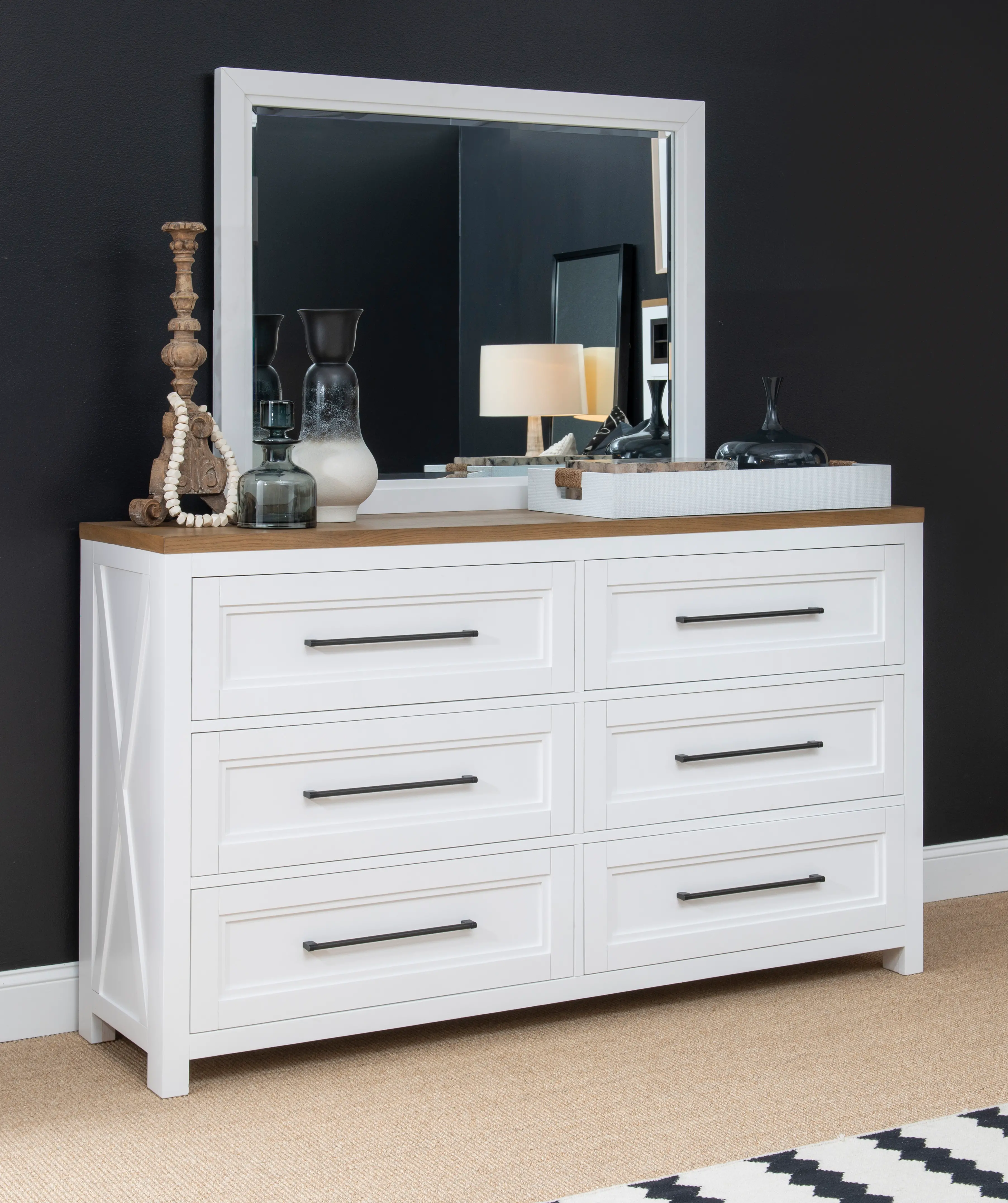 Franklin Oak and White Dresser-2