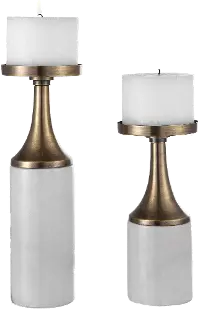 Antique Brass Candleholder Set