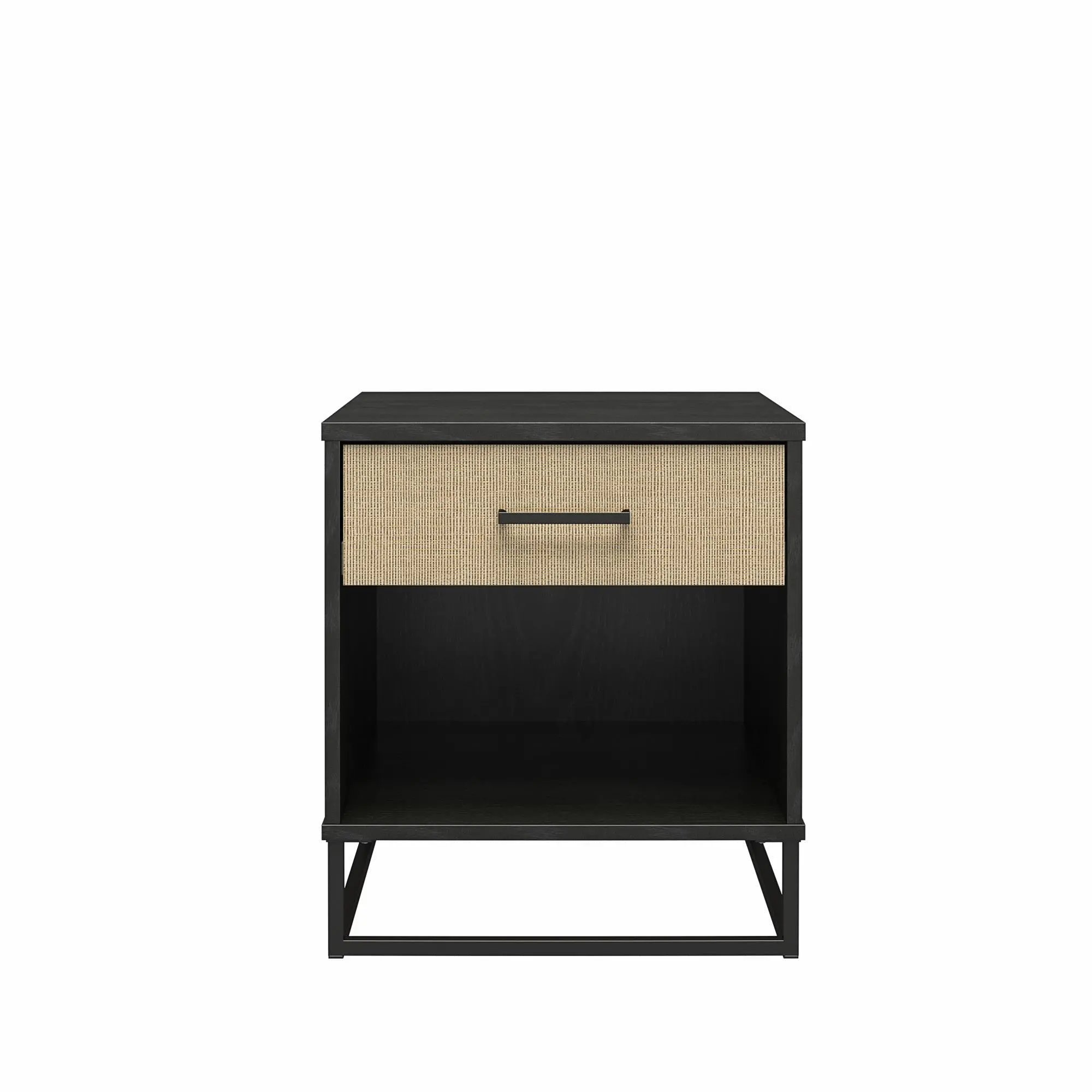 Kelly Transitional Rattan and Black Oak Nightstand-3