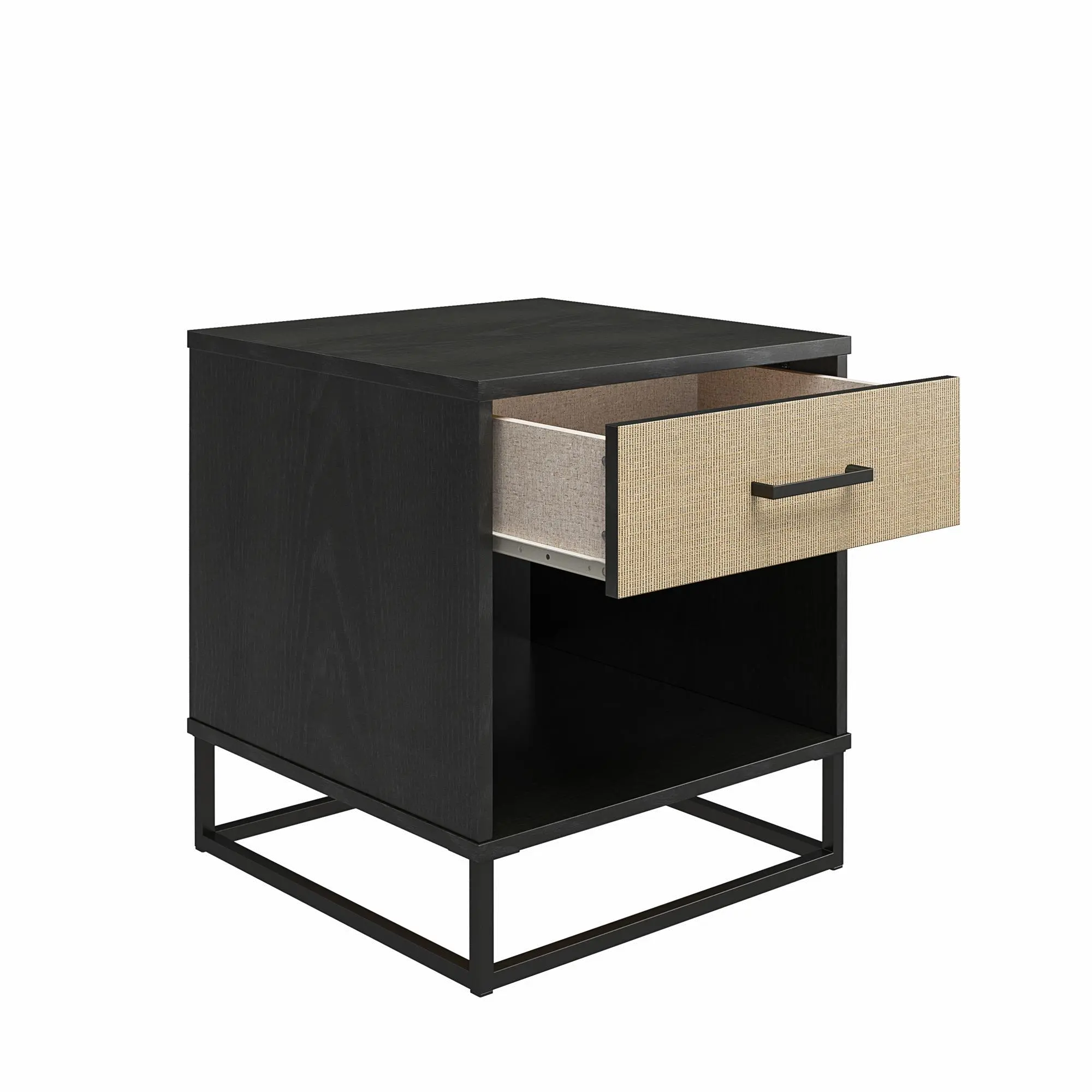 Kelly Transitional Rattan and Black Oak Nightstand-6