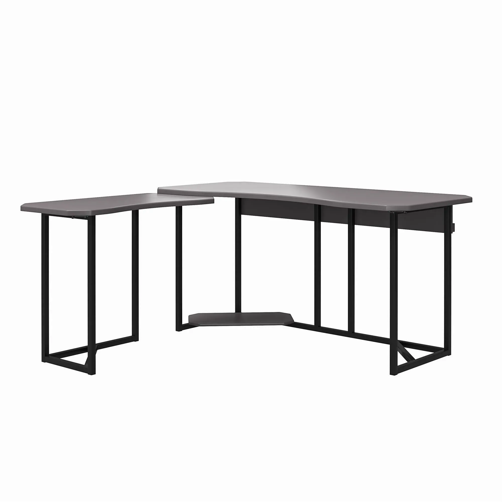 Quest Gray Gaming L-Desk with CPU Stand-3