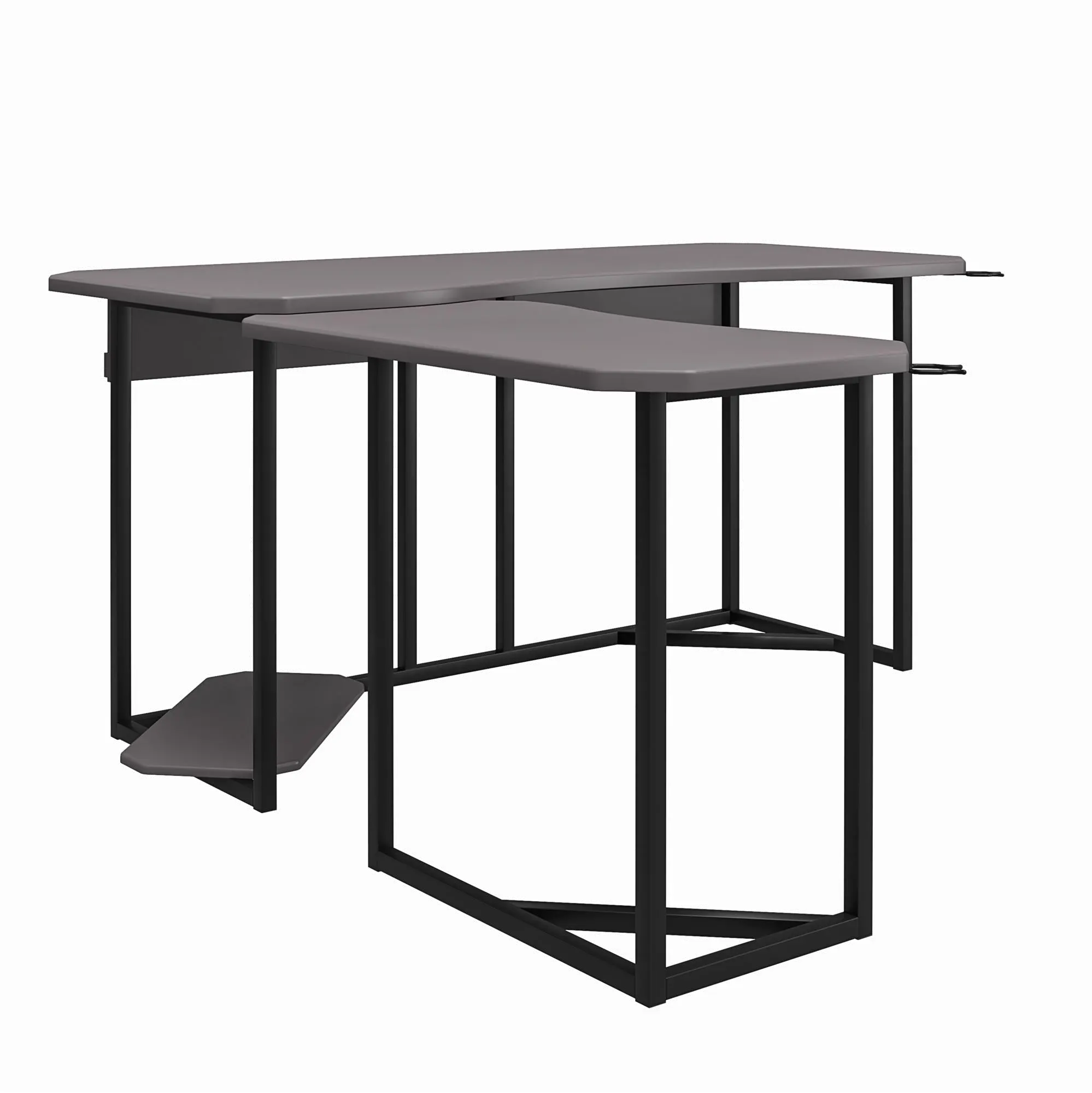 Quest Gray Gaming L-Desk with CPU Stand-5