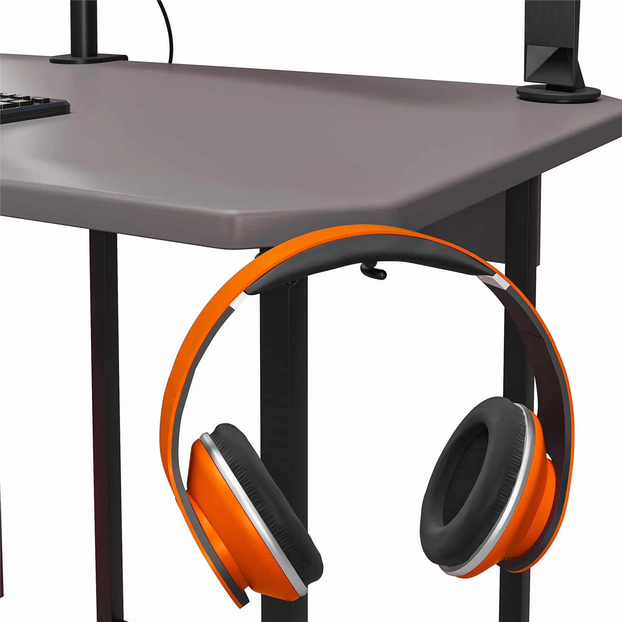 Quest Gray Gaming L-Desk with CPU Stand-6