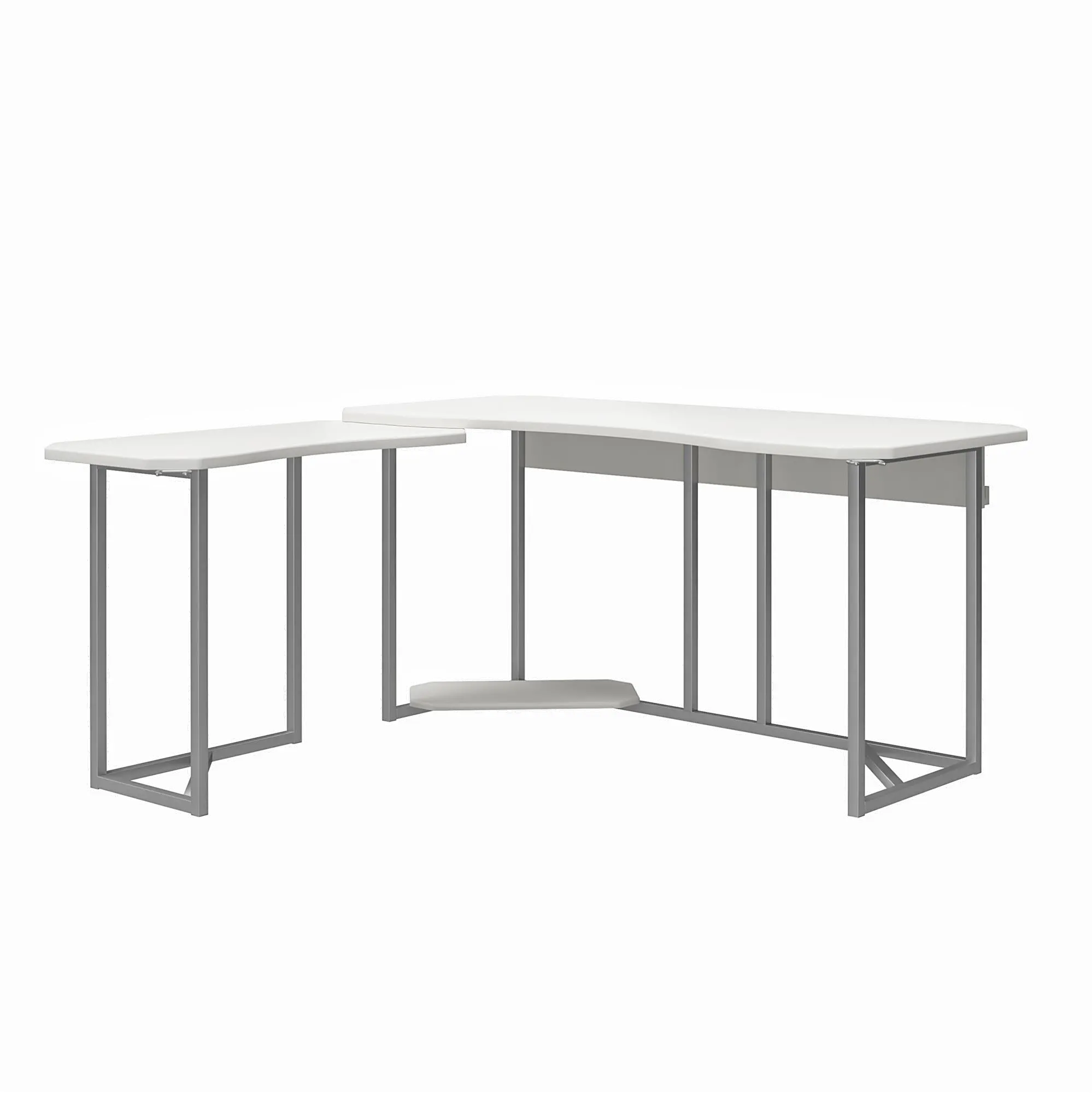 Quest White Gaming L-Desk with CPU Stand-4
