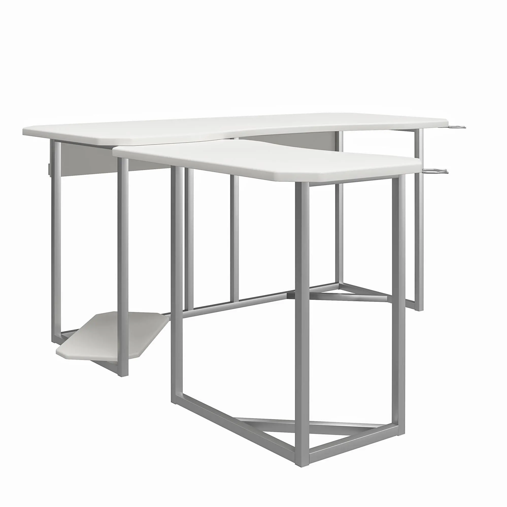 Quest White Gaming L-Desk with CPU Stand-5