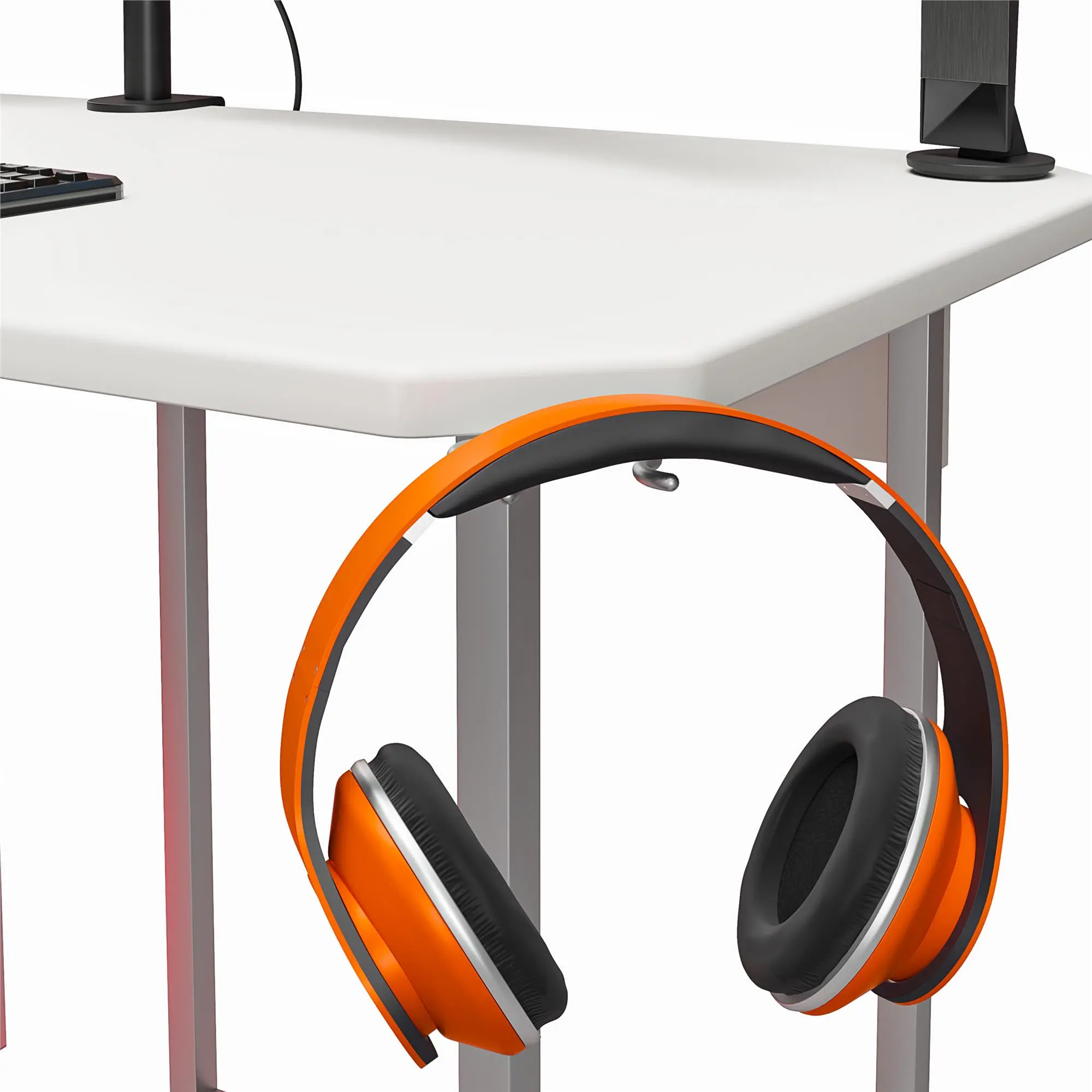 Quest White Gaming L-Desk with CPU Stand-6