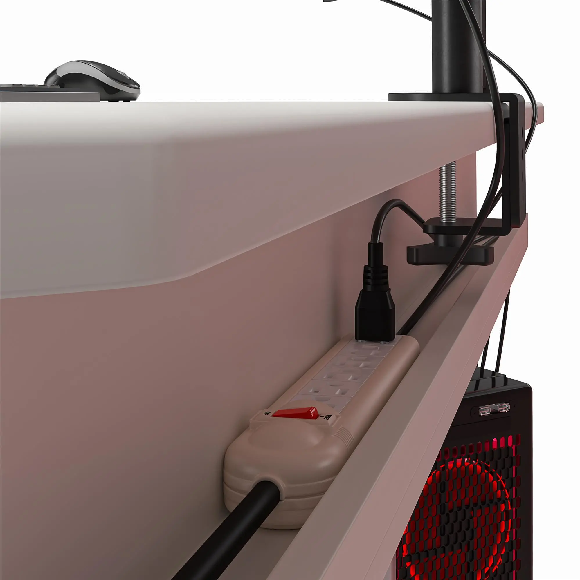 Quest White Gaming L-Desk with CPU Stand-7