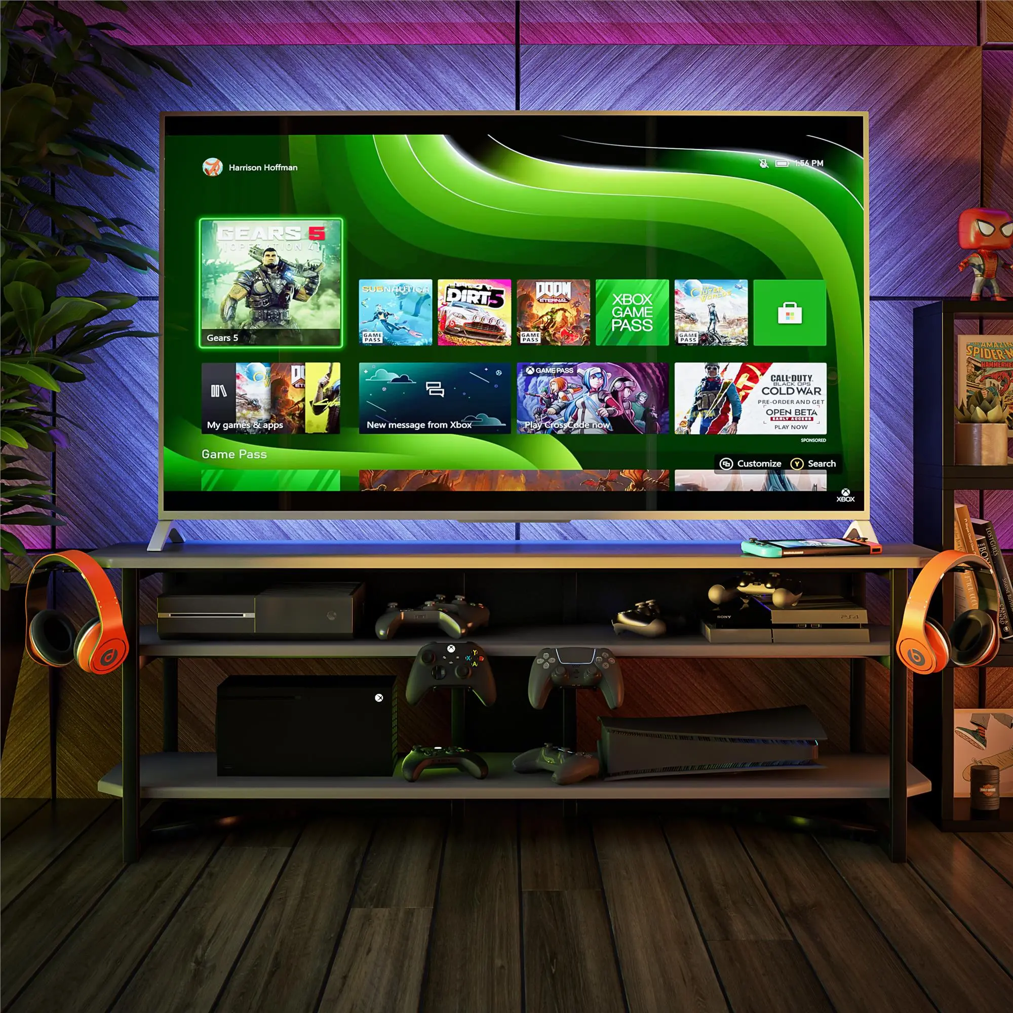 Quest Modern Gray Gaming TV Stand-1