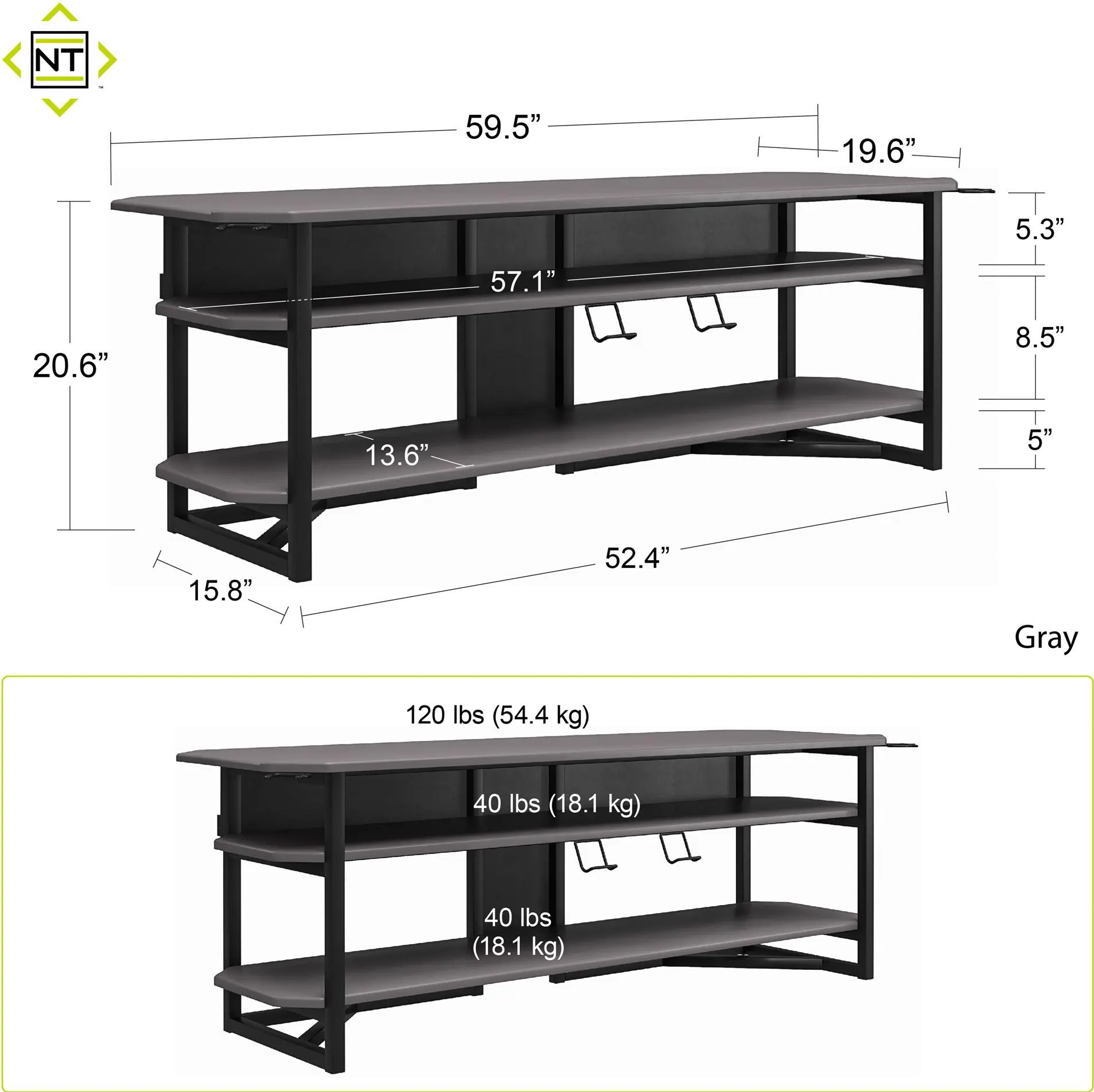 Quest Modern Gray Gaming TV Stand-8