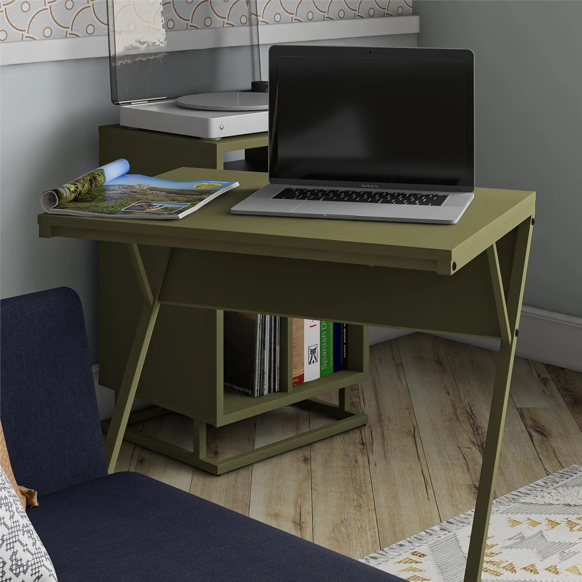 Camden Olive Green Laptop Desk-3
