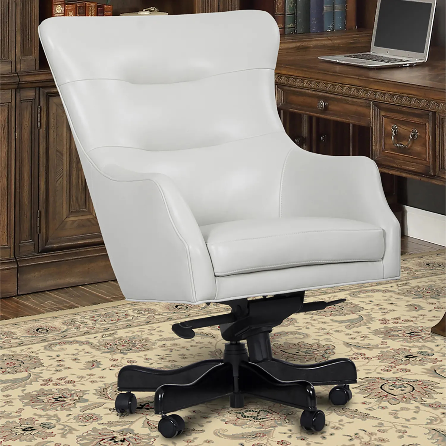 Porter Alabaster White Leather Desk Chair-2