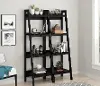 Lawrence Black 4-Shelf Ladder Bookcases, Set of 2