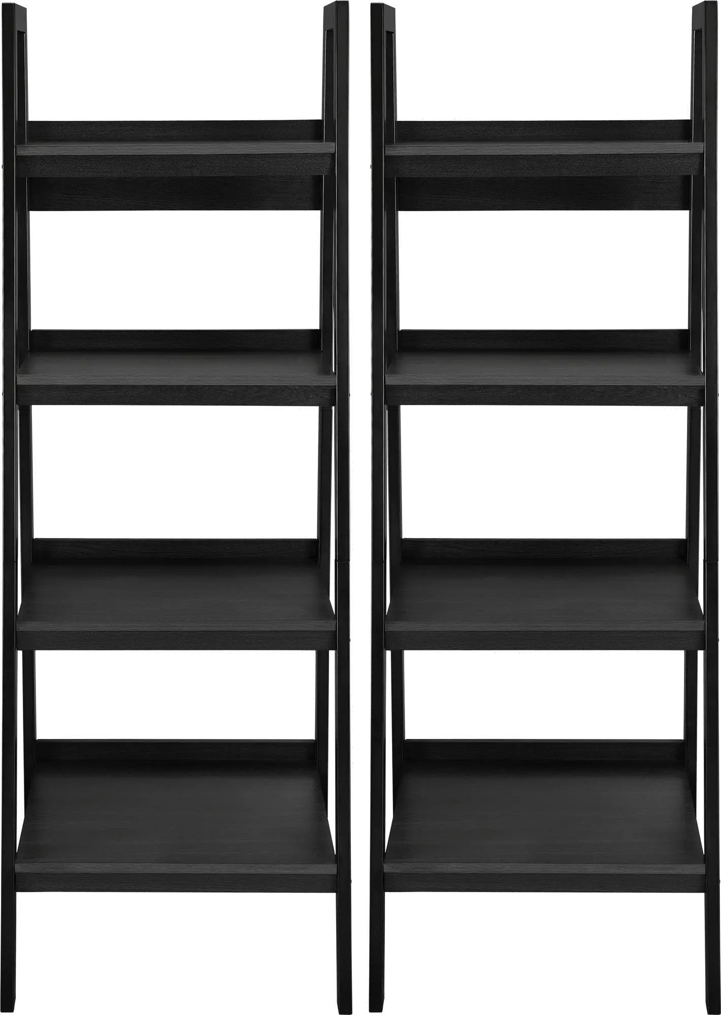 Lawrence Black 4-Shelf Ladder Bookcases, Set of 2-2