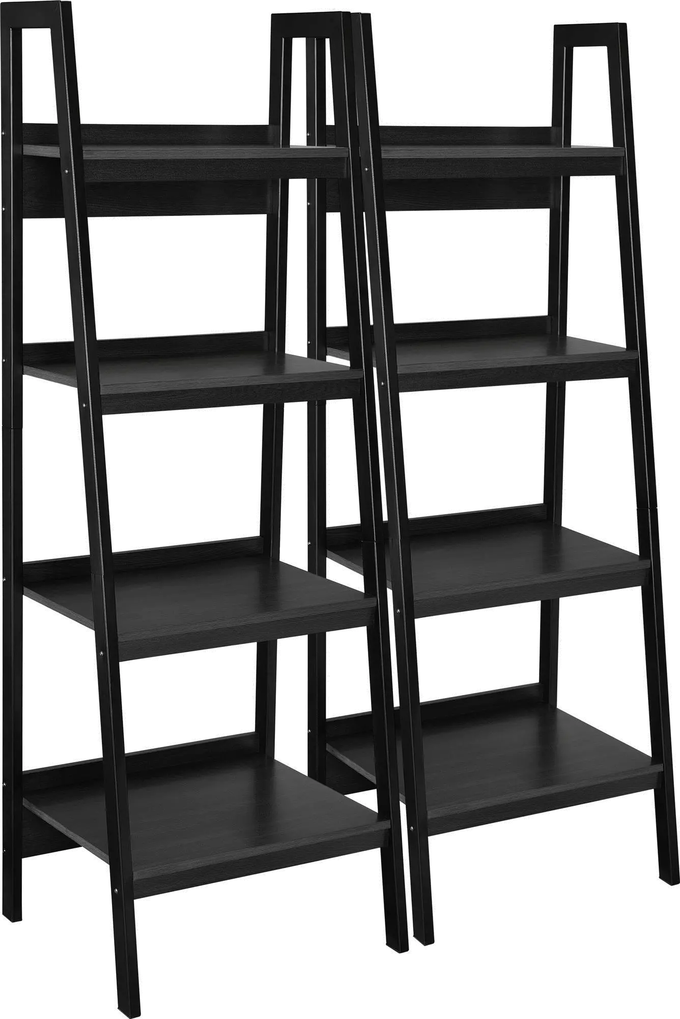 Lawrence Black 4-Shelf Ladder Bookcases, Set of 2-3
