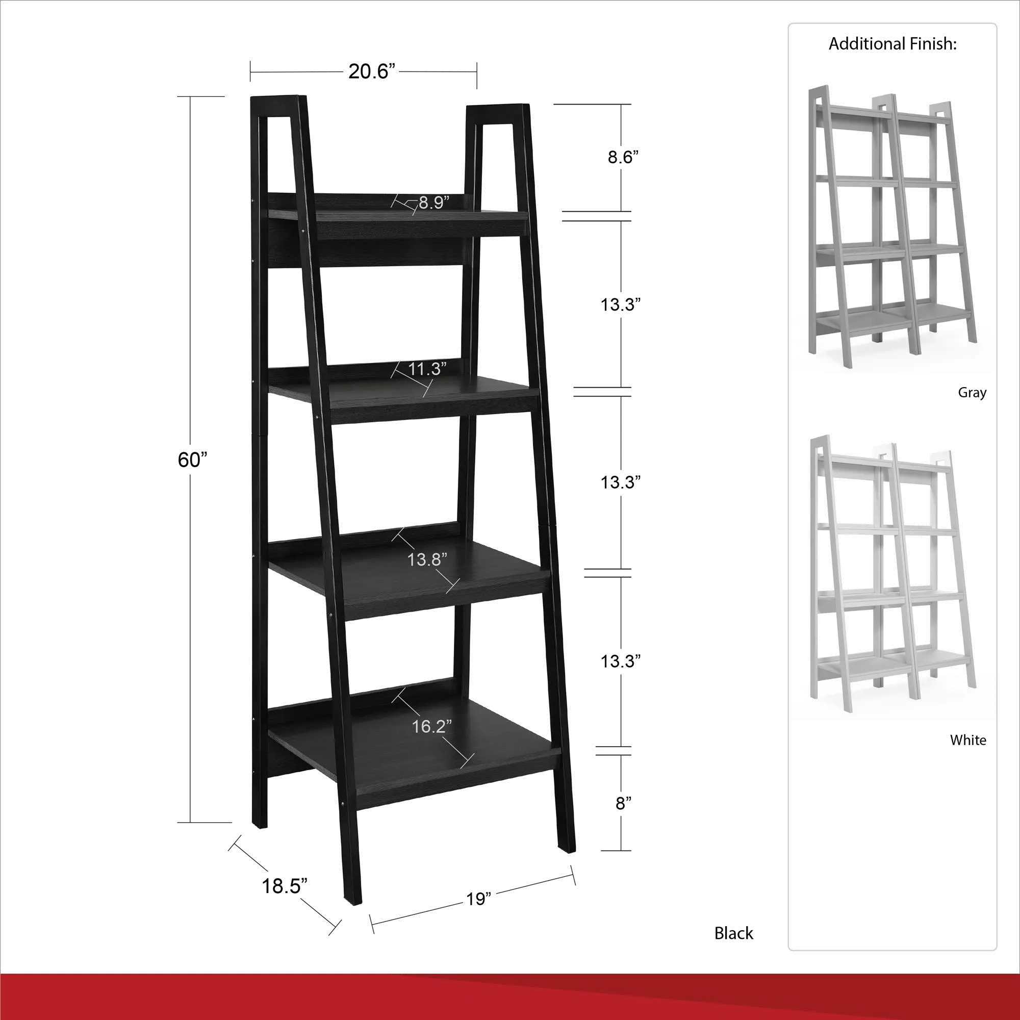 Lawrence Black 4-Shelf Ladder Bookcases, Set of 2-6
