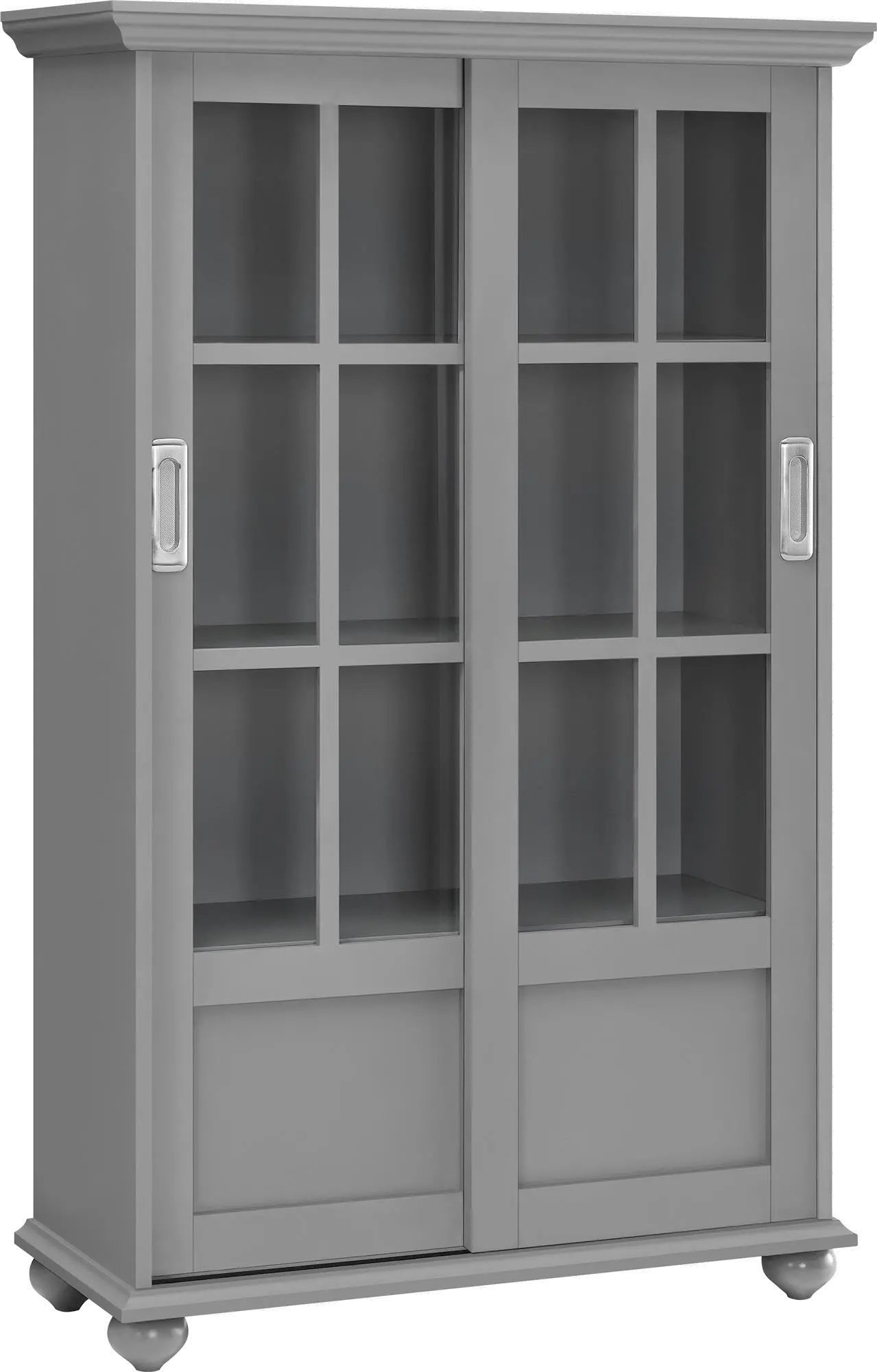 Aaron Lane Gray Bookcase with Sliding Glass Doors-1