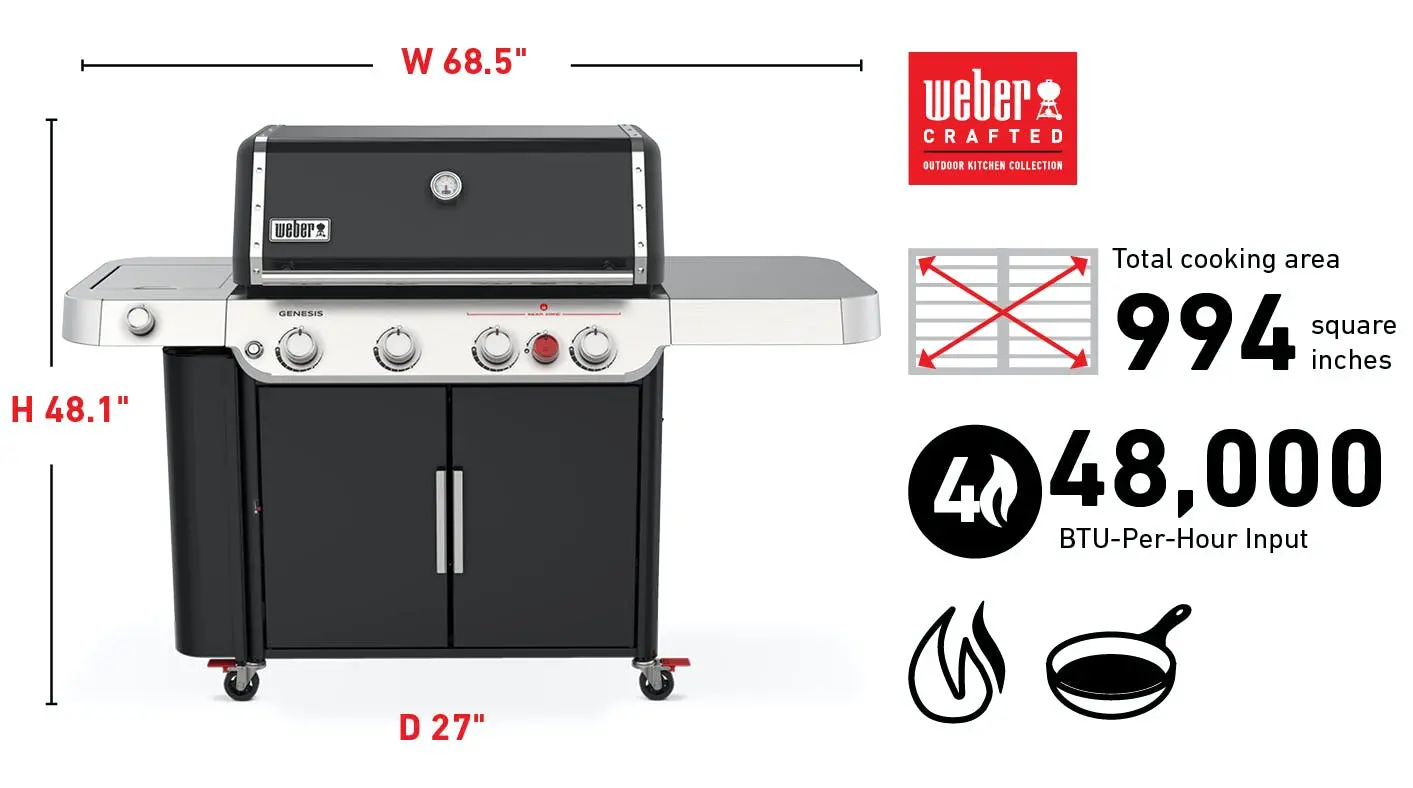 36410001,G3,E435,BLK Weber Genesis Black E-435 Liquid Propane Grill-3