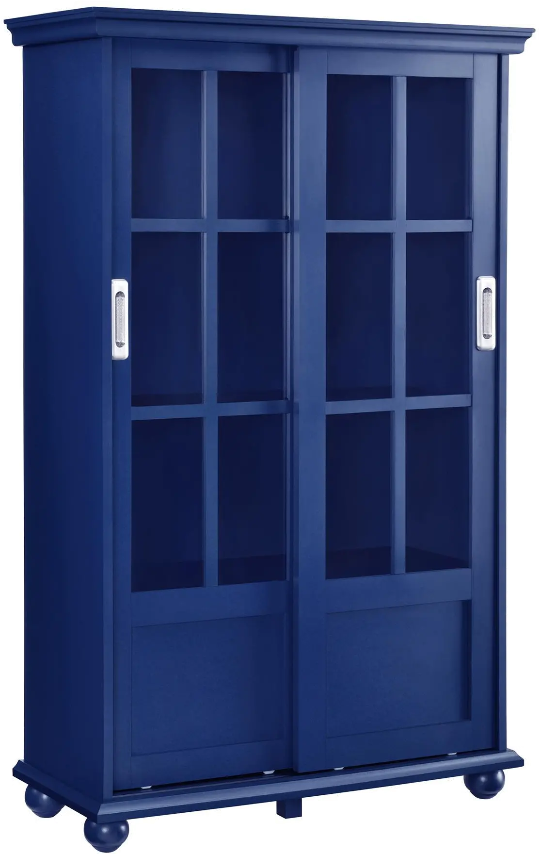 Aaron Lane Blue Bookcase with Sliding Glass Doors-5