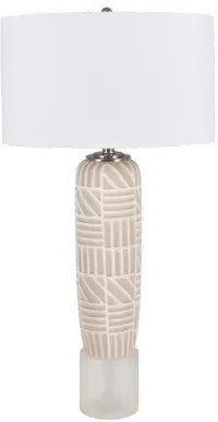 Cream and Crystal Brick Table Lamp