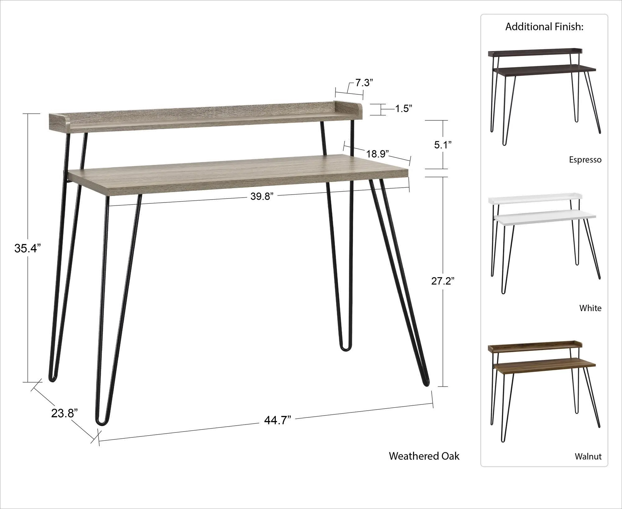Haven White and Black Retro Computer Desk with Riser-6