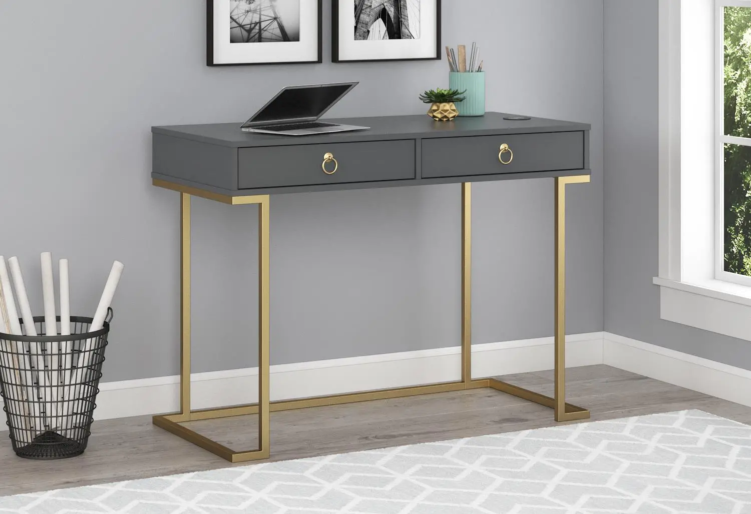 Serenity Contemporary Graphite Gray Computer Desk-2