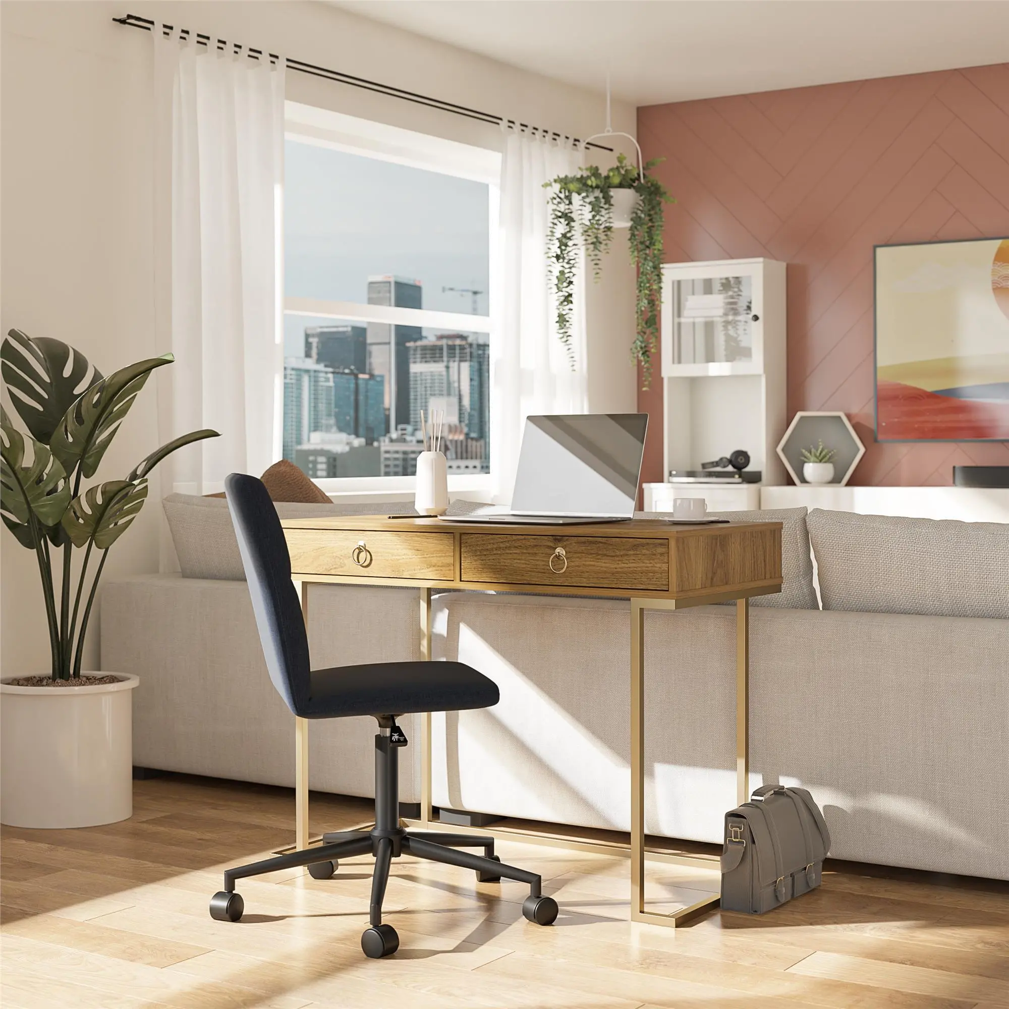 Serenity Contemporary Walnut Computer Desk-3