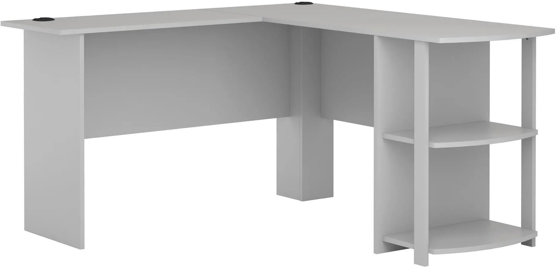 Dakota Traditional Dove Gray L-Desk with Bookshelves-1