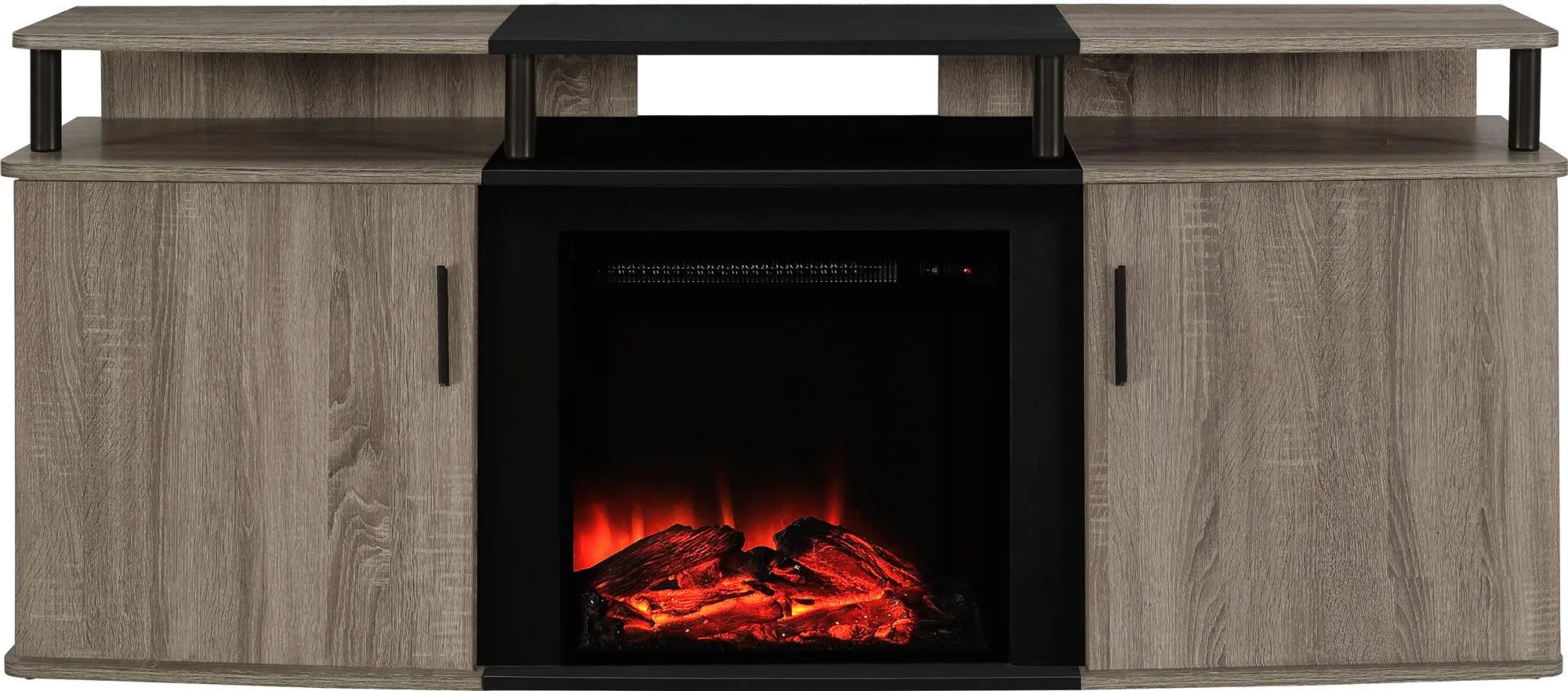Carson Transitional Distressed Gray Oak Electric Fireplace TV Console-4
