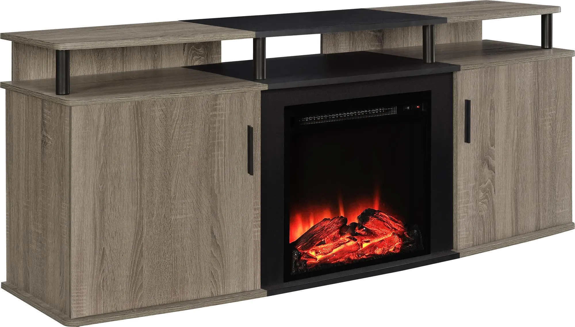 Carson Transitional Distressed Gray Oak Electric Fireplace TV Console-5
