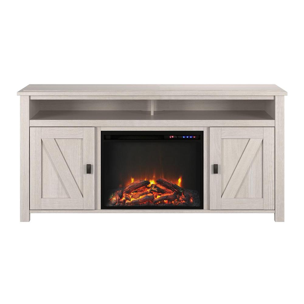 Farmington Ivory Oak 60" Electric Fireplace TV Console
