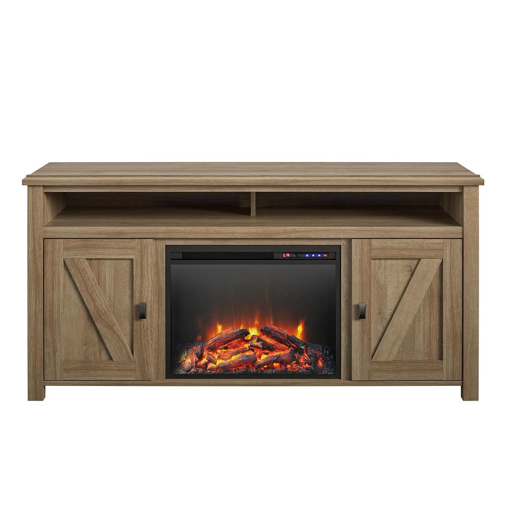 Farmington Light Brown 60" Electric Fireplace TV Console